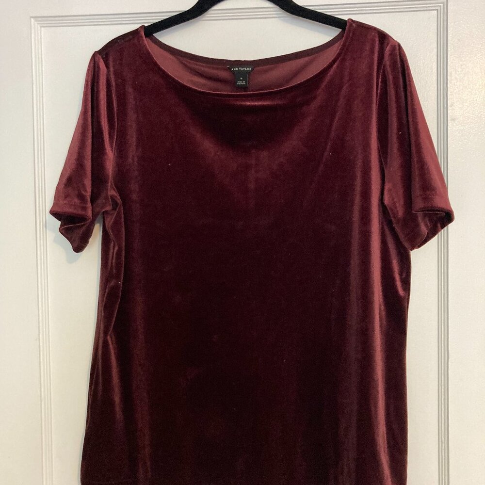 Ann Taylor Maroon Velvet Tee (Medium)